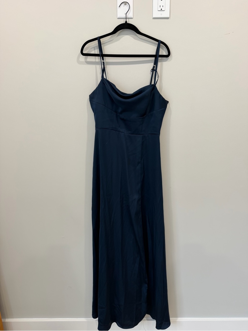 Azazie Deep Navy Cowl Neck Maxi Dress